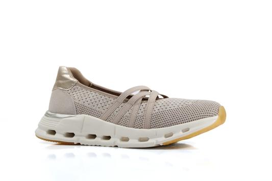 Susst BIBI26 Taupe PU Cross Strap Shoe