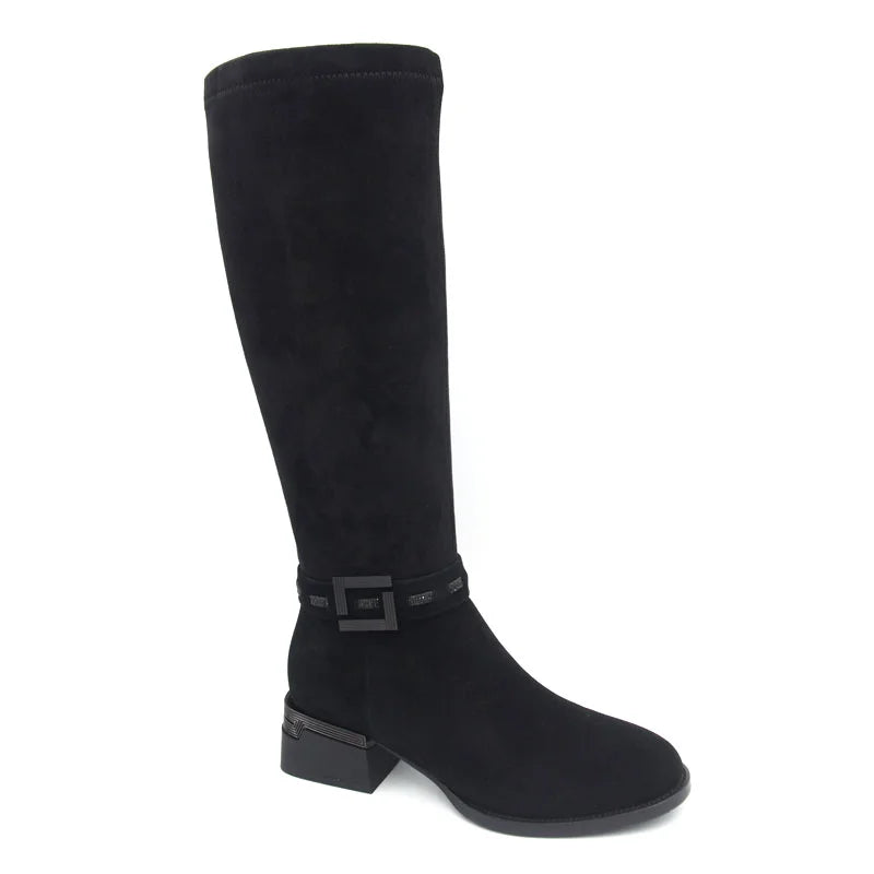 Loretta Vitale C3893 Black Suede Long Boots