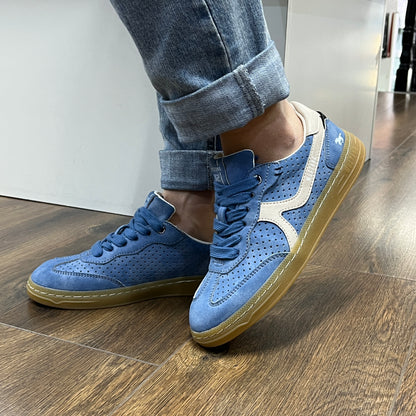 Mustang 1511-302-008 Blue Lace Trainers with White Detail