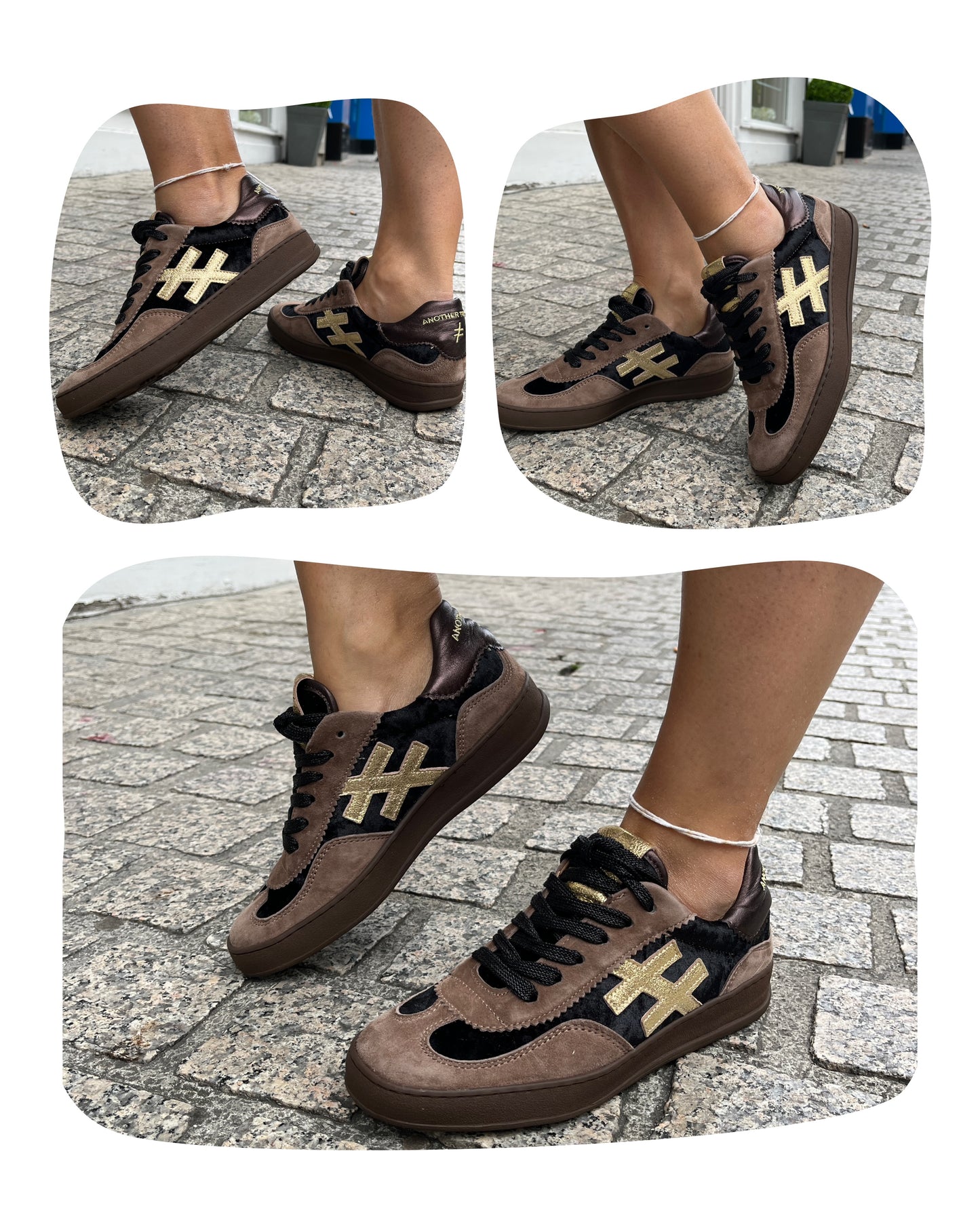 Another Trend A0328115 Ante+Terciopelo Tostado Brown & Light Gold Trainers