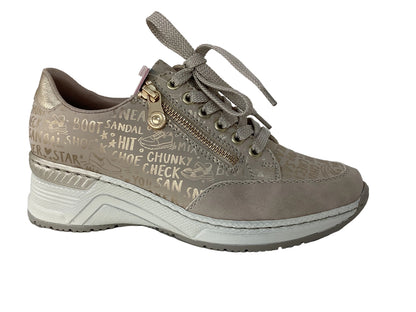 Rieker N4316-62 Ginger Beige & Light Gold G Fit Sneakers with Zip