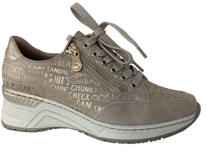 Rieker N4316-62 Ginger Beige & Light Gold G Fit Sneakers with Zip