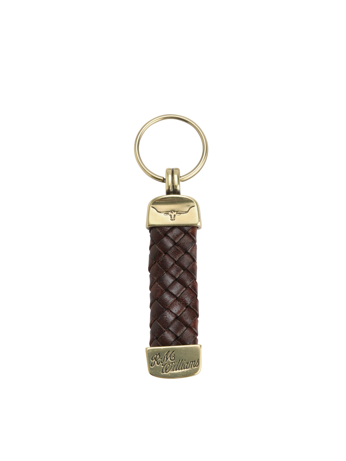 RM Williams CG962.06 Brown Plaited Key Ring - Brass Fitting