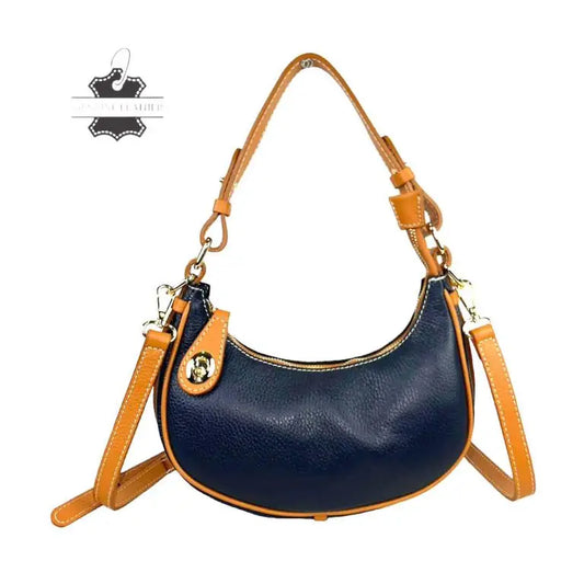 Chenson & Gorett CGBS3563-9 Navy Half Moon Leather Handbag