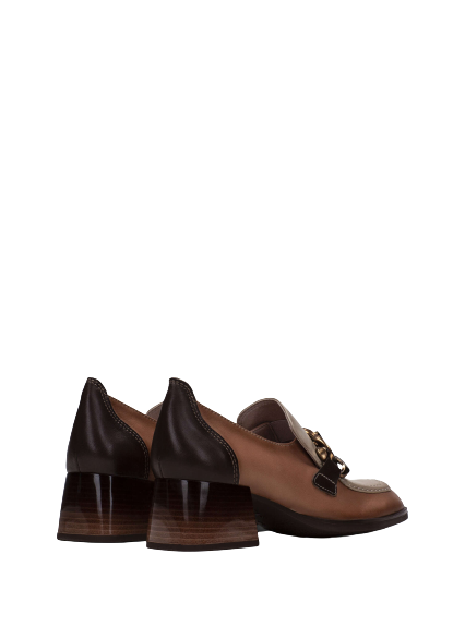 Hispanitas CHI233103 Charlize3 Apricot, Marfil & Cocoa Combi Slip On Block Heel Moccasins