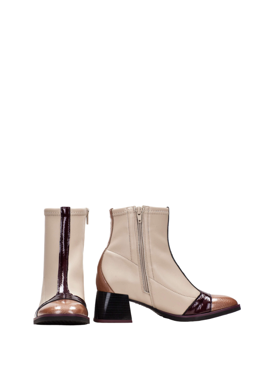 Hispanitas CHI243583 Cream, Almond & Burgundy Combi Boots