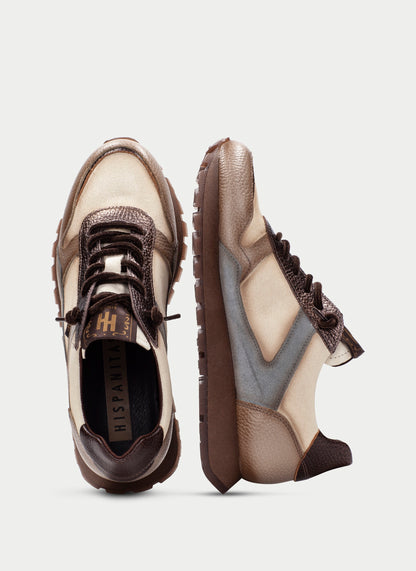 Hispanitas CHI265095 Castoro, Butter & Grey Combi Trainers