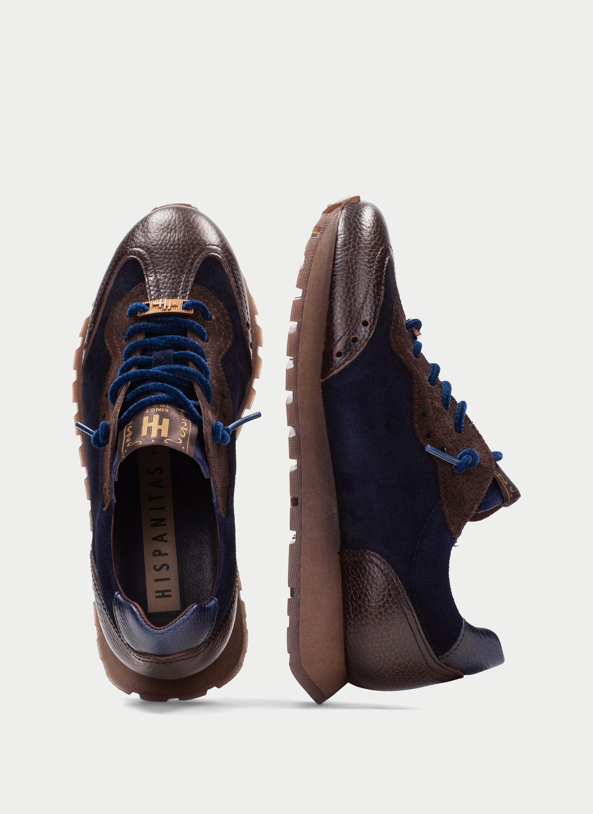 Hispanitas CHI265106 Espresso Brown, Bronze & Navy Blue Trainers