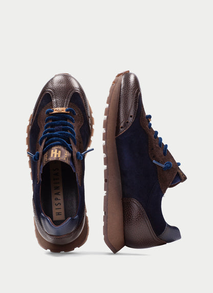 Hispanitas CHI265106 Espresso Brown, Bronze & Navy Blue Trainers