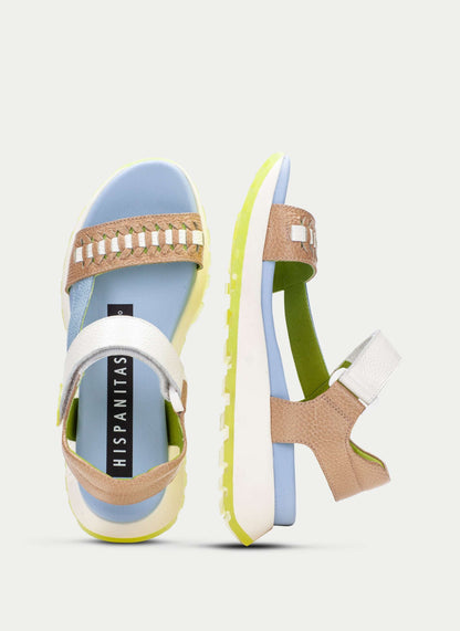 Hispanitas CHV264521 Desert Tan, Celeste Blue & Panna Cream Sandals