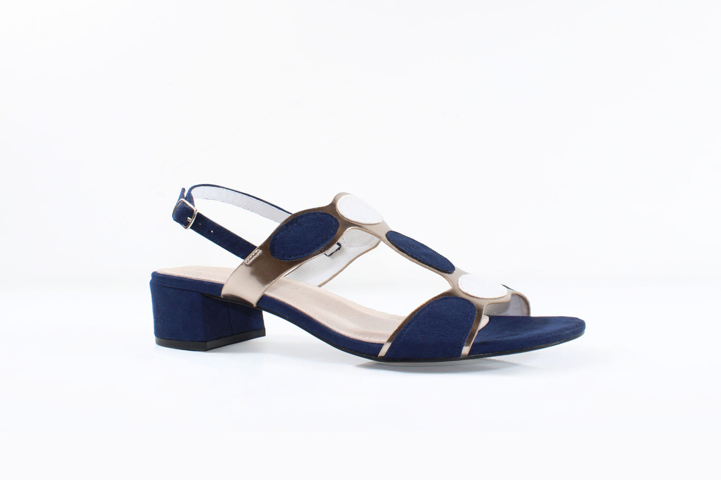 Cocco Ritz Coco1056 Navy/White Block Heel Sandals