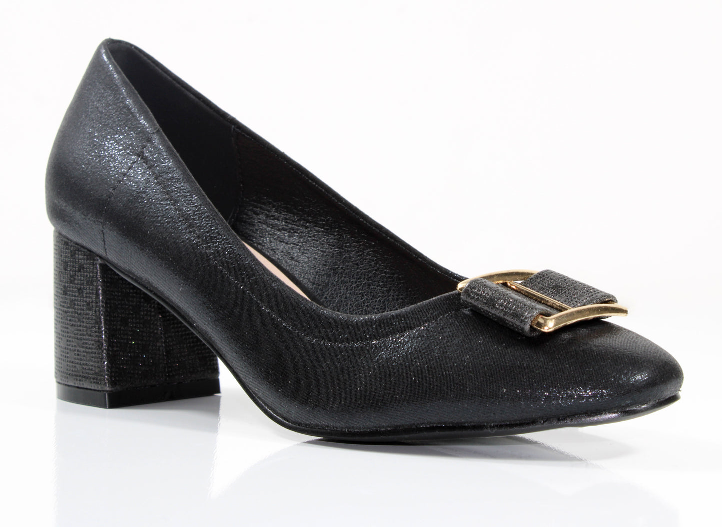 Cocco Ritz Coco1032 Black Met Fabric Glitter Heel Bow Trim Shoes