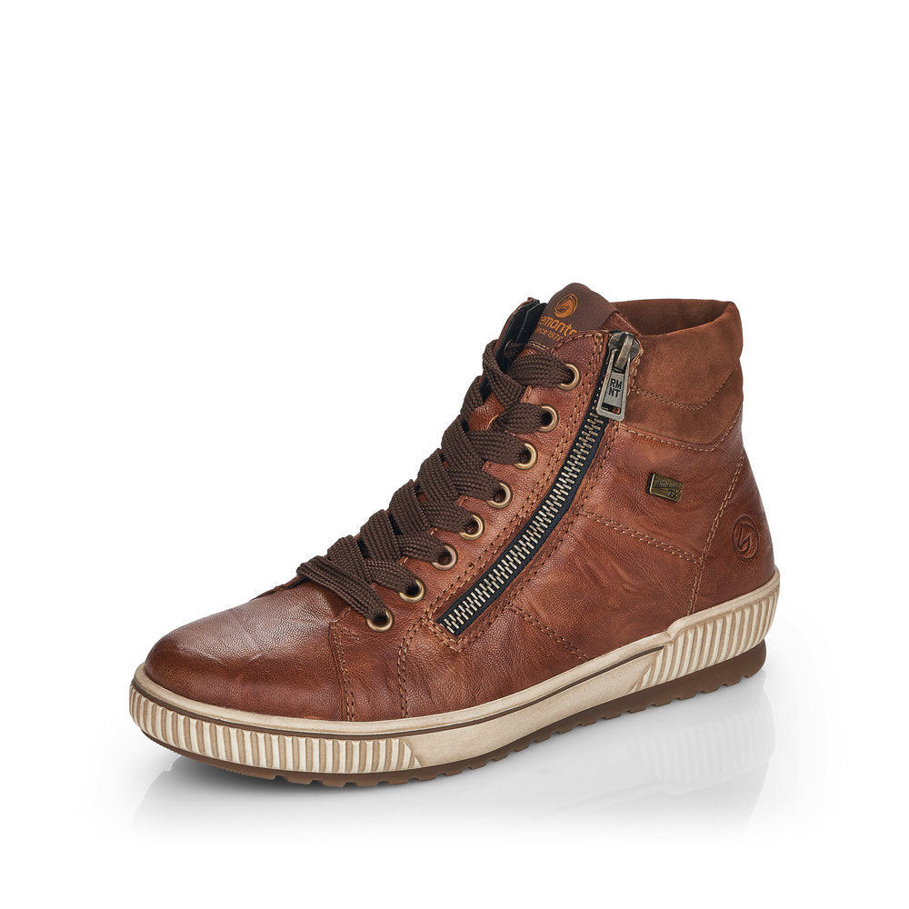 Remonte D0772-22 Brown Ankle Boots with Lace & Zip