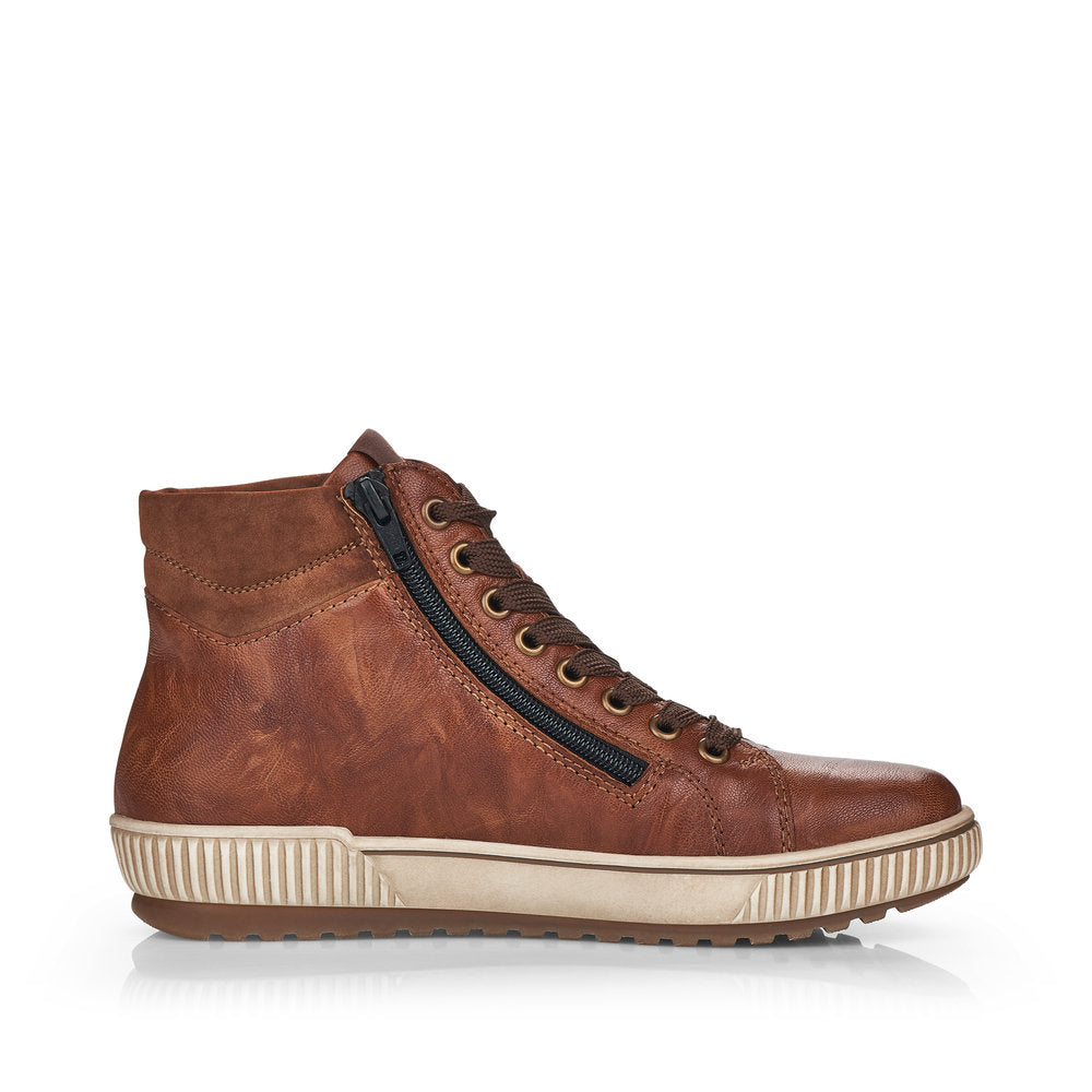 Remonte D0772-22 Brown Ankle Boots with Lace & Zip