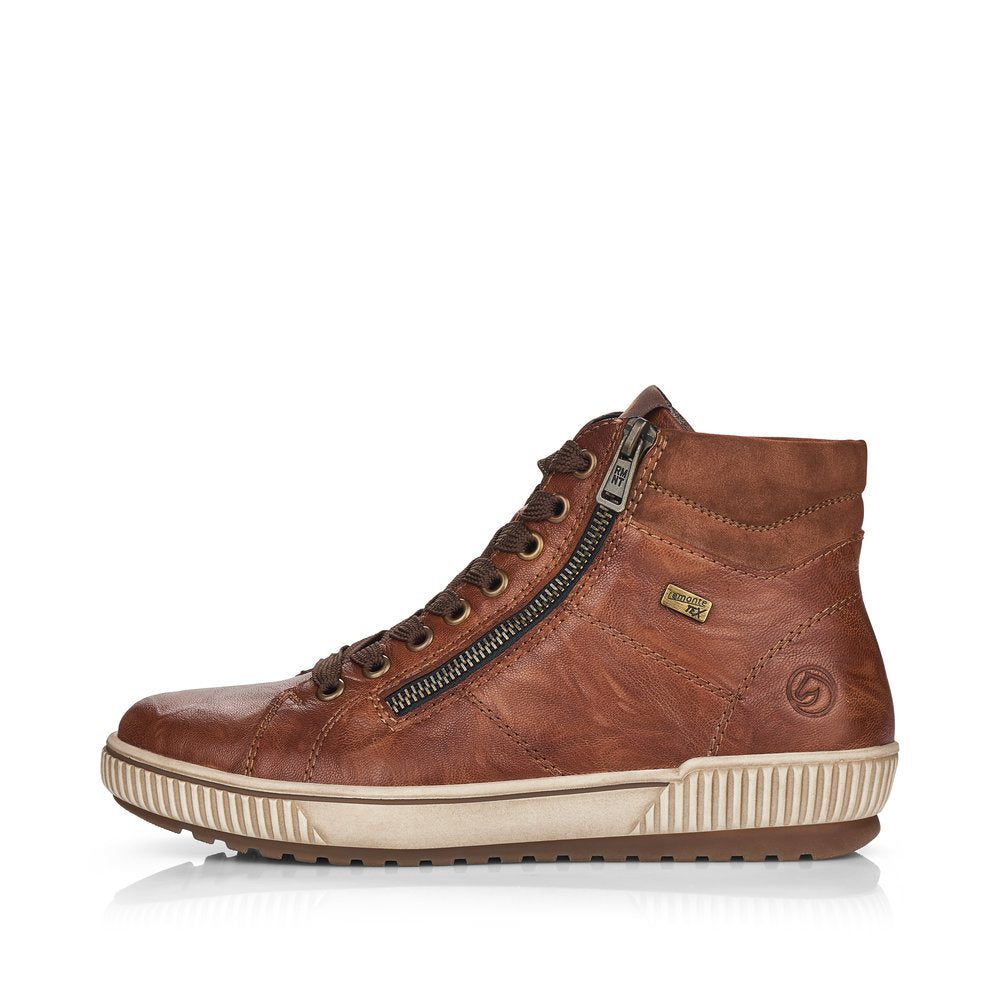 Remonte D0772-22 Brown Ankle Boots with Lace & Zip