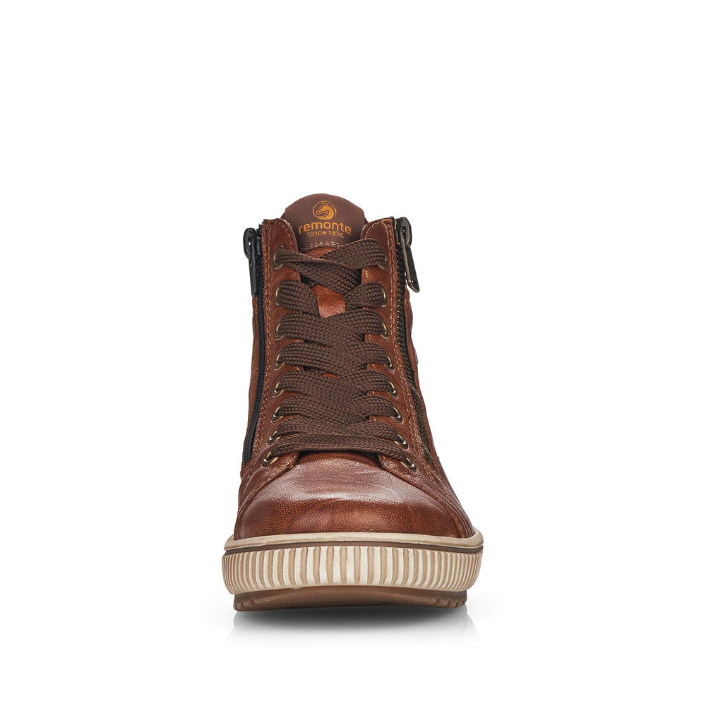 Remonte D0772-22 Brown Ankle Boots with Lace & Zip