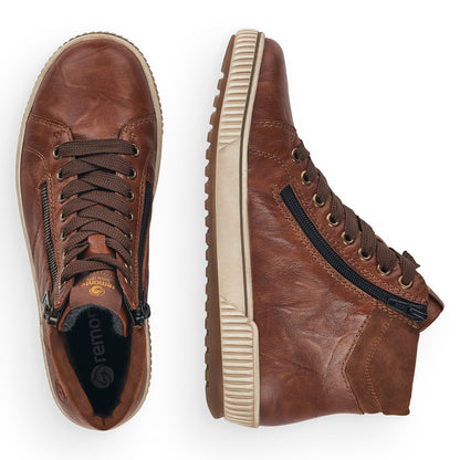 Remonte D0772-22 Brown Ankle Boots with Lace & Zip