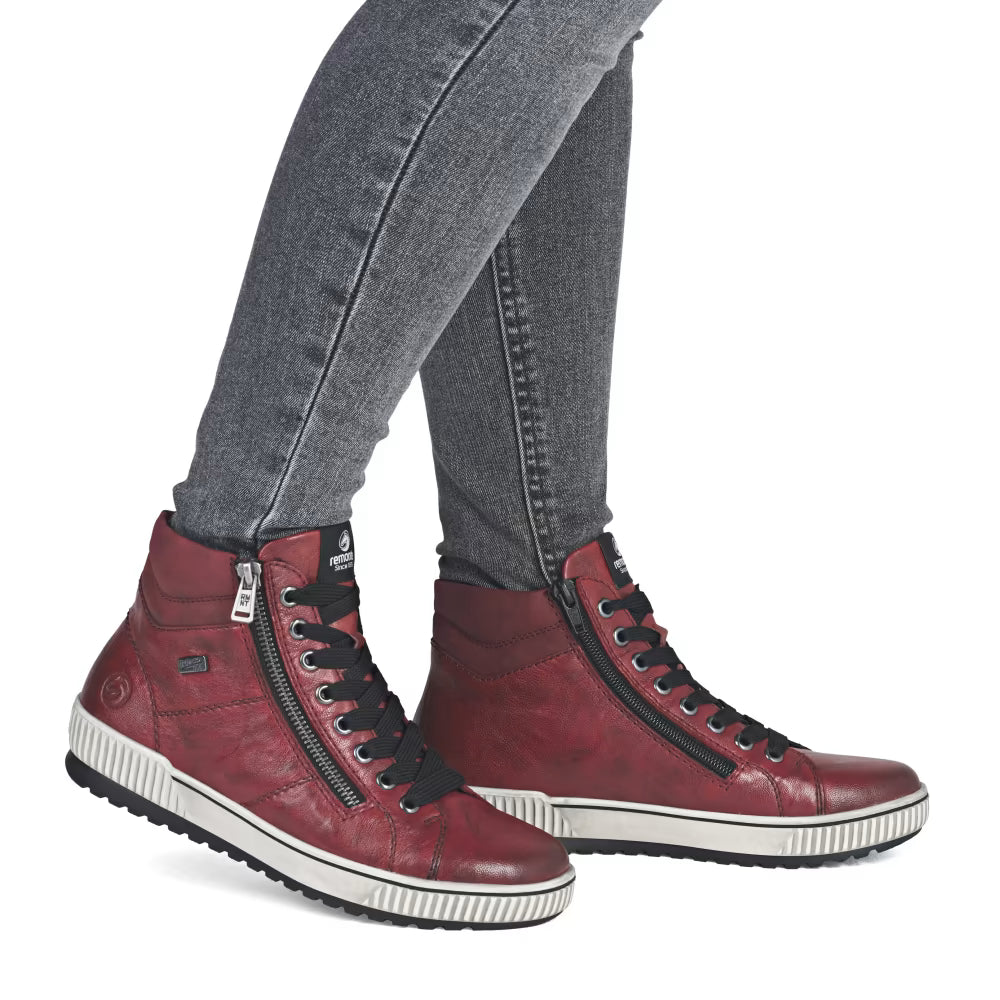 Remonte TEX D0772-36 Red Ankle Boots with Side Zip