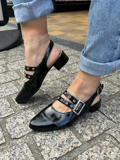 Rieker 47071-00 Black F 1/2 Fit Slingback Low Heels