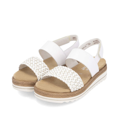 Remonte D0Q56-80 White & Gold Weave Combi Sandals with Slingback Strap