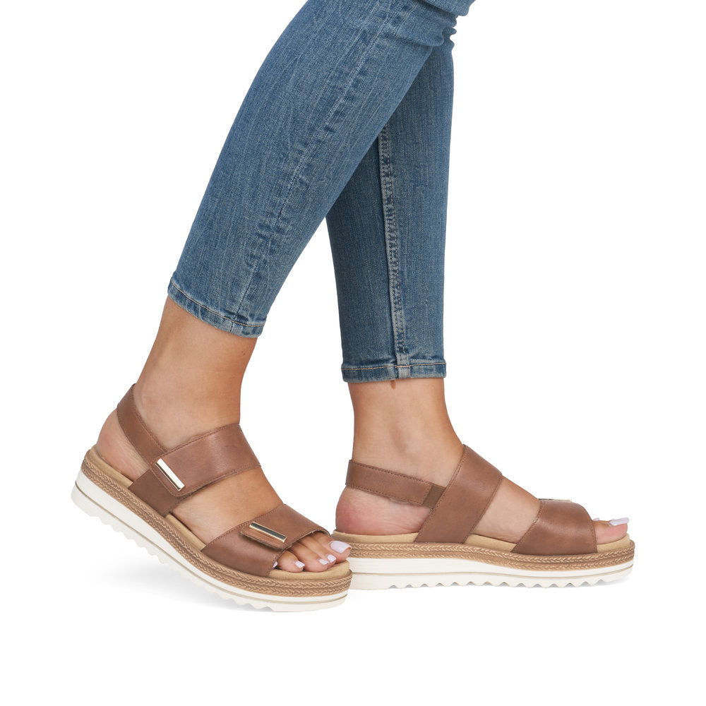 Remonte D0Q59-24 Brown Velcro Sandals with Slingback Strap