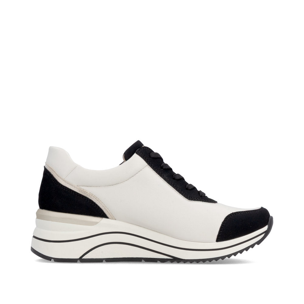 Remonte D0T01-03 Black, Off White & Gold H Fit Sneakers with Zip