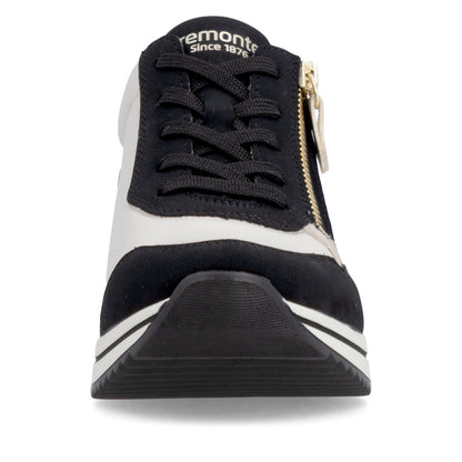 Remonte D0T01-03 Black, Off White & Gold H Fit Sneakers with Zip