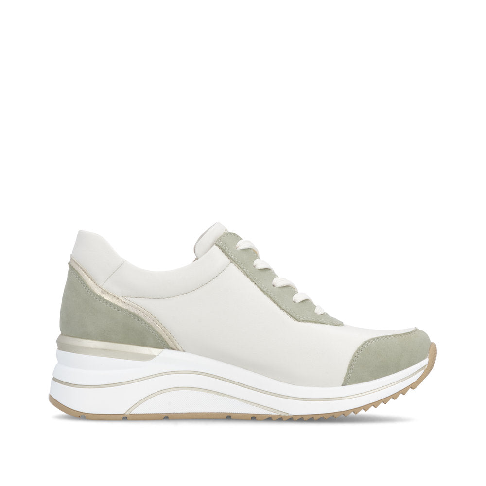 Remonte D0T01-82 Green, Off White & Gold H Fit Sneakers with Zip