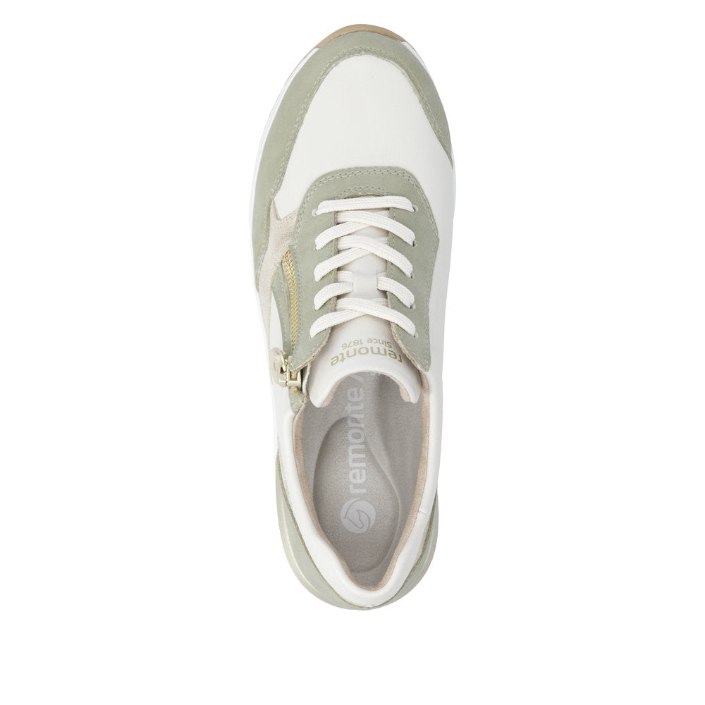 Remonte D0T01-82 Green, Off White & Gold H Fit Sneakers with Zip