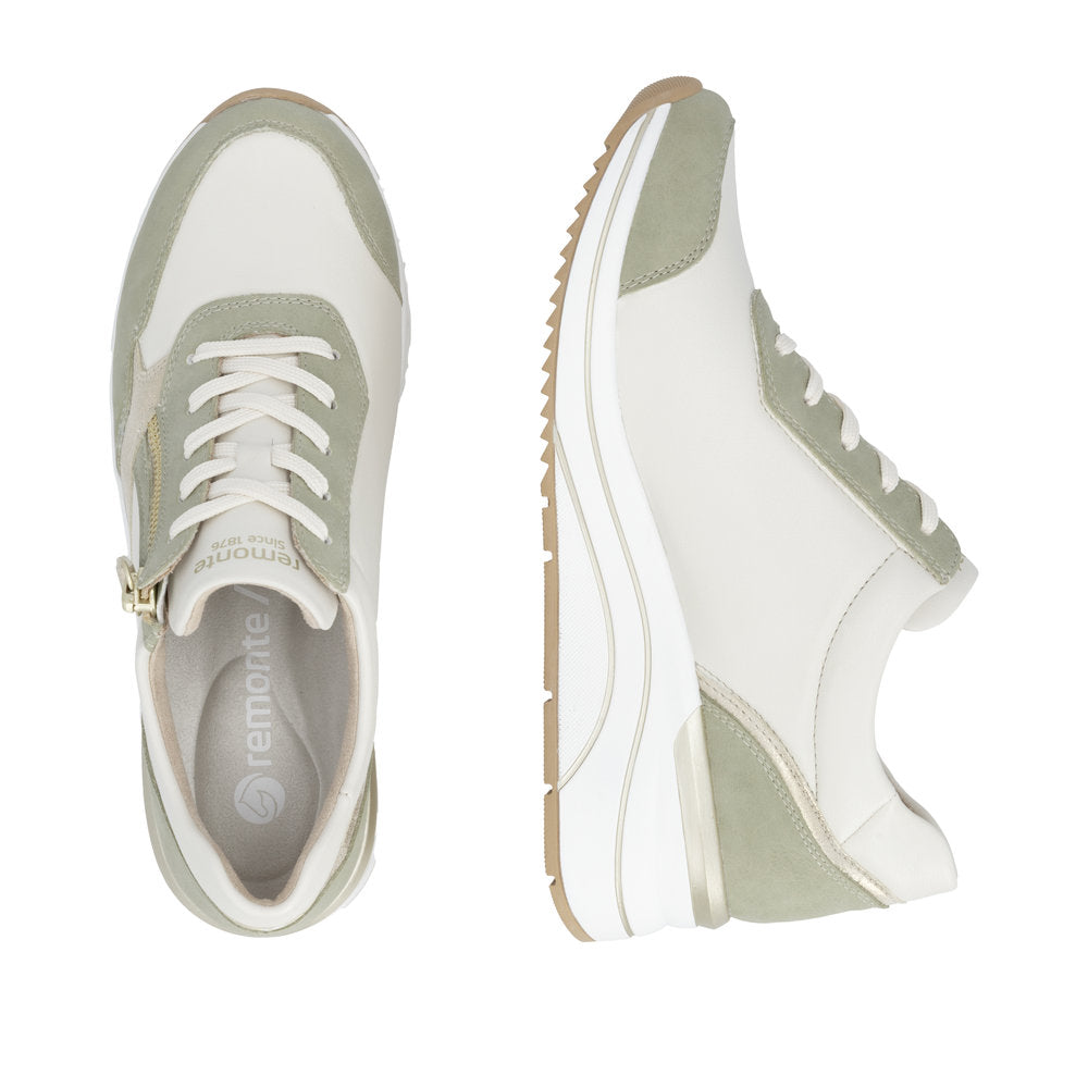 Remonte D0T01-82 Green, Off White & Gold H Fit Sneakers with Zip