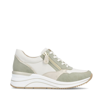 Remonte D0T01-82 Green, Off White & Gold H Fit Sneakers with Zip