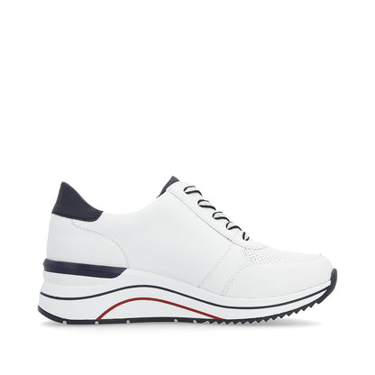 Remonte D0T04-81 White, Navy & Red Combi H Fit Sneakers with Zip -Extra Width