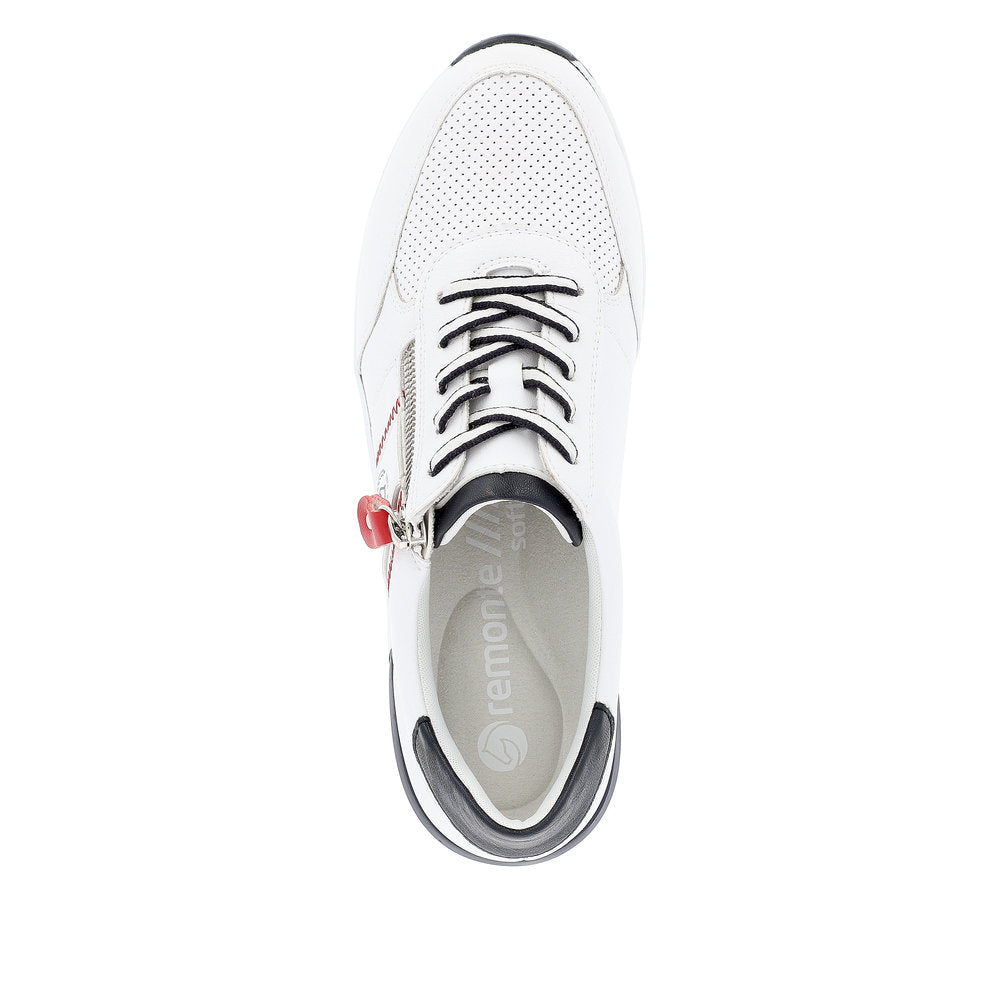 Remonte D0T04-81 White, Navy & Red Combi H Fit Sneakers with Zip -Extra Width