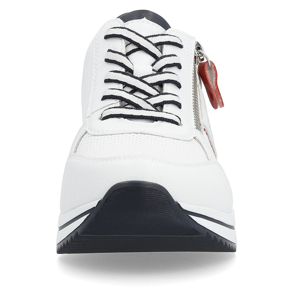 Remonte D0T04-81 White, Navy & Red Combi H Fit Sneakers with Zip -Extra Width