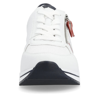 Remonte D0T04-81 White, Navy & Red Combi H Fit Sneakers with Zip -Extra Width