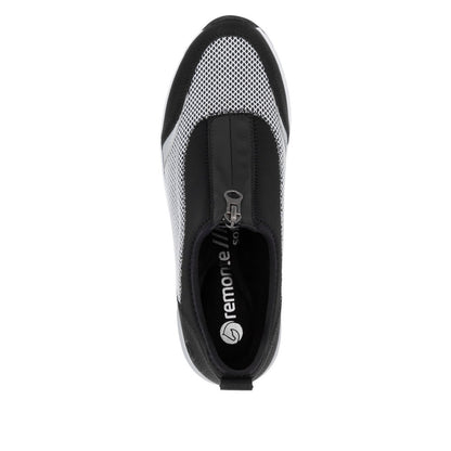 Remonte D0T08-03 Black, White & Silver Combi H Fit Front Zip Shoes
