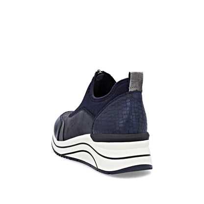 Remonte D0T08-14 Navy & Silver Combi H Fit Front Zip Shoes