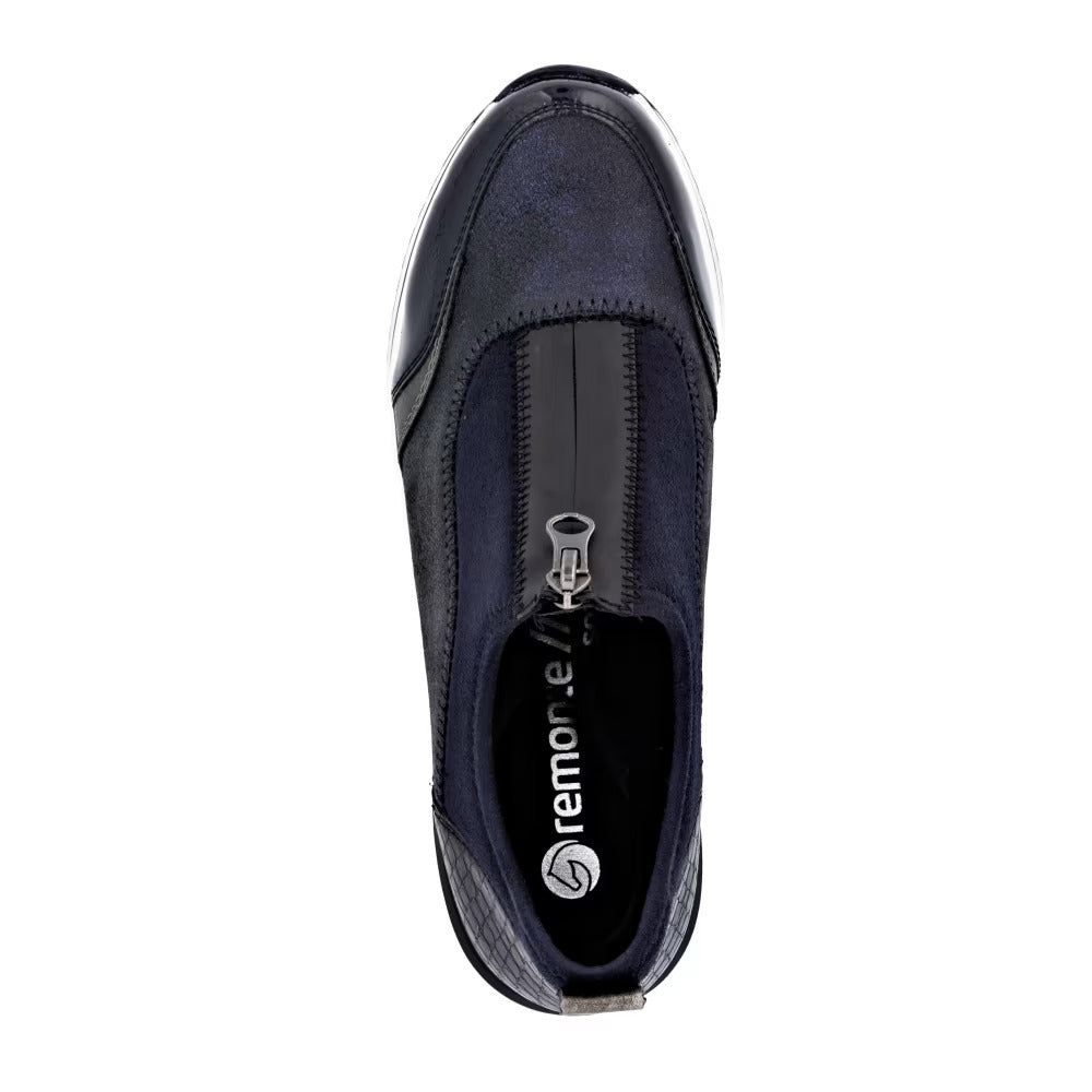 Remonte D0T08-14 Navy & Silver Combi H Fit Front Zip Shoes