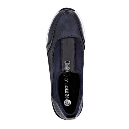 Remonte D0T08-14 Navy & Silver Combi H Fit Front Zip Shoes