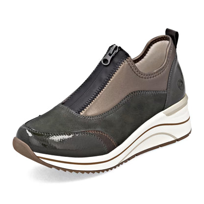 Remonte D0T08-54 Forest Green & Bronze Combi H Fit Front Zip Shoes