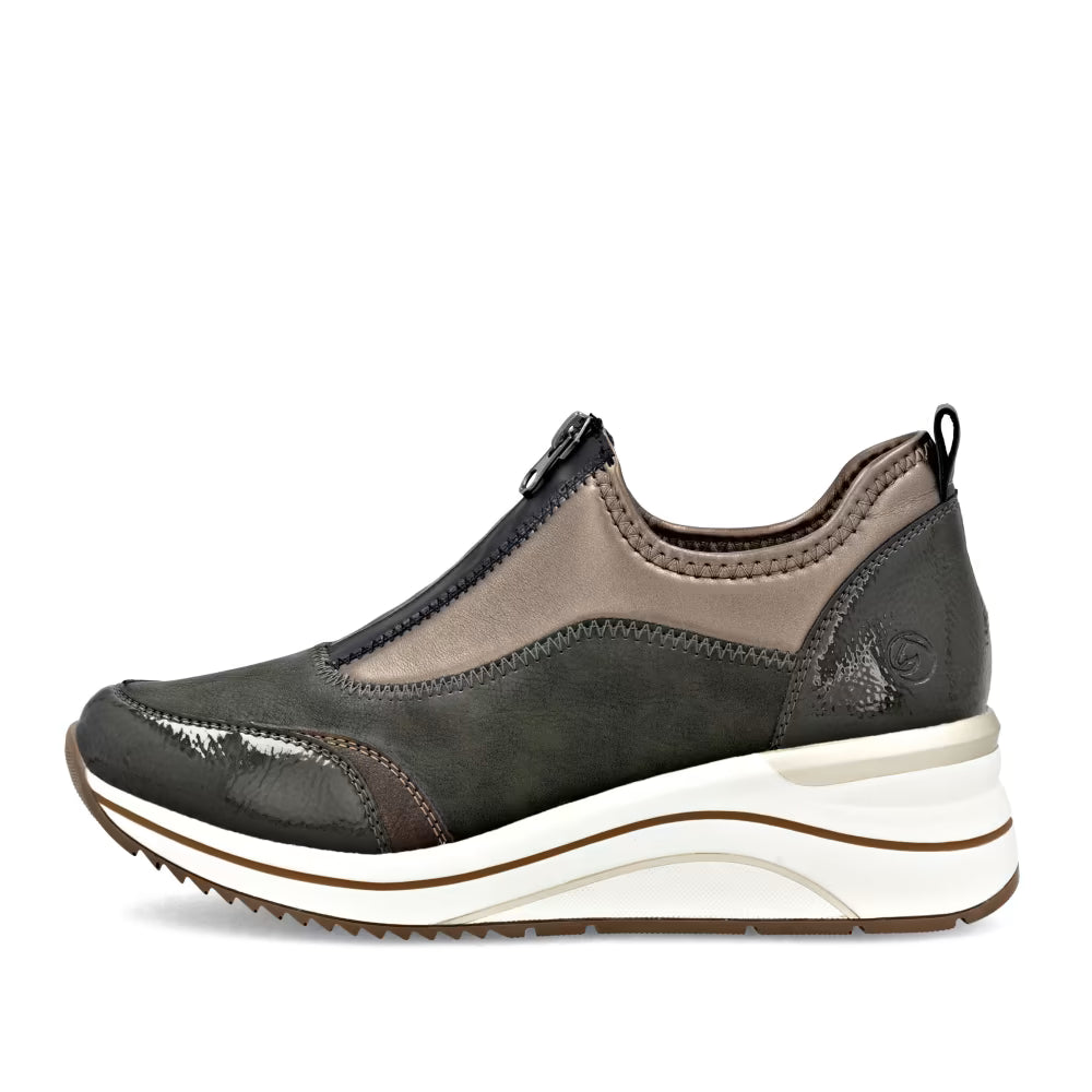 Remonte D0T08-54 Forest Green & Bronze Combi H Fit Front Zip Shoes
