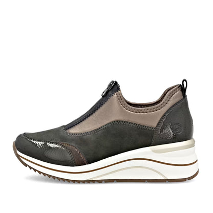 Remonte D0T08-54 Forest Green & Bronze Combi H Fit Front Zip Shoes