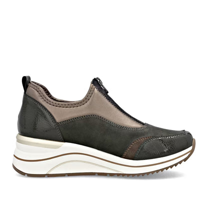 Remonte D0T08-54 Forest Green & Bronze Combi H Fit Front Zip Shoes