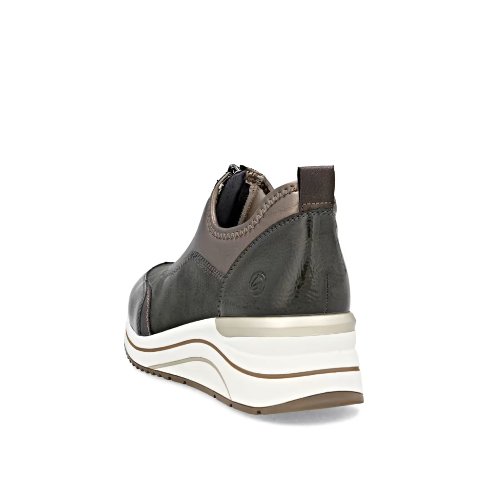 Remonte D0T08-54 Forest Green & Bronze Combi H Fit Front Zip Shoes