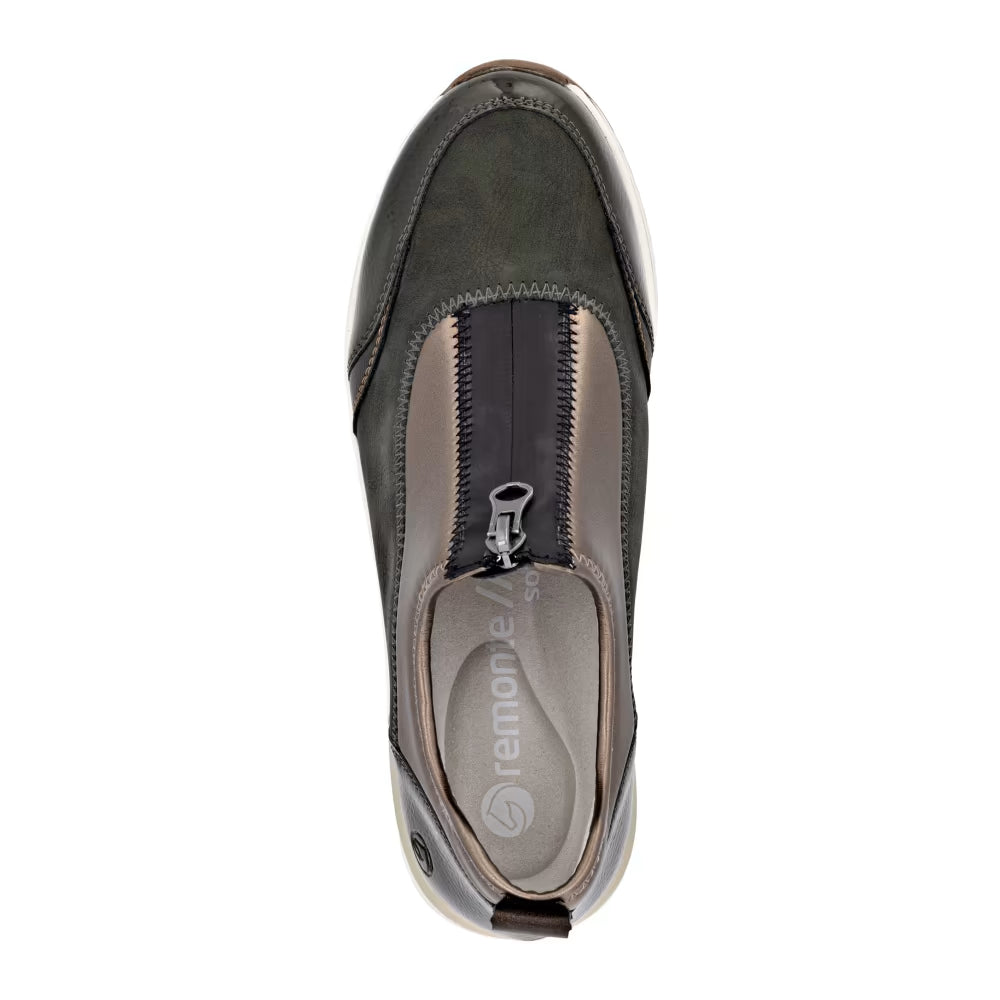 Remonte D0T08-54 Forest Green & Bronze Combi H Fit Front Zip Shoes