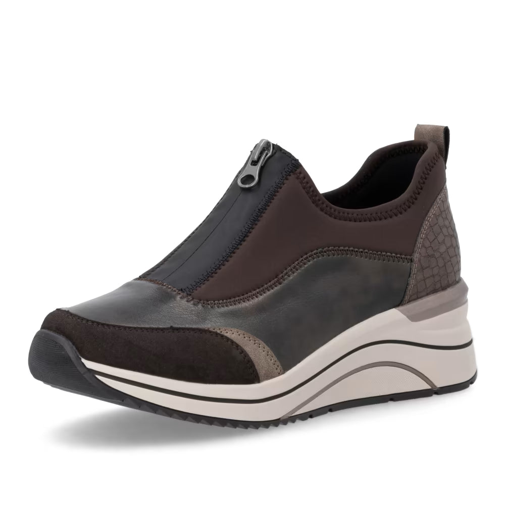 Remonte D0T08-90 Nougat Brown & Bronze H Fit Sneakers with Front Zip