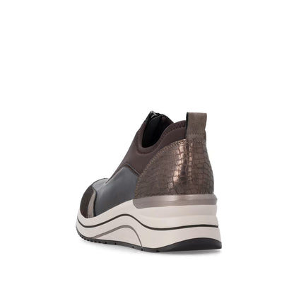 Remonte D0T08-90 Nougat Brown & Bronze H Fit Sneakers with Front Zip
