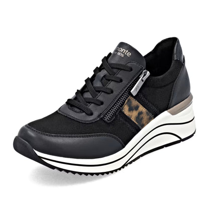 Remonte D0T09-04 Black Combi H Fit Sneakers with Zip