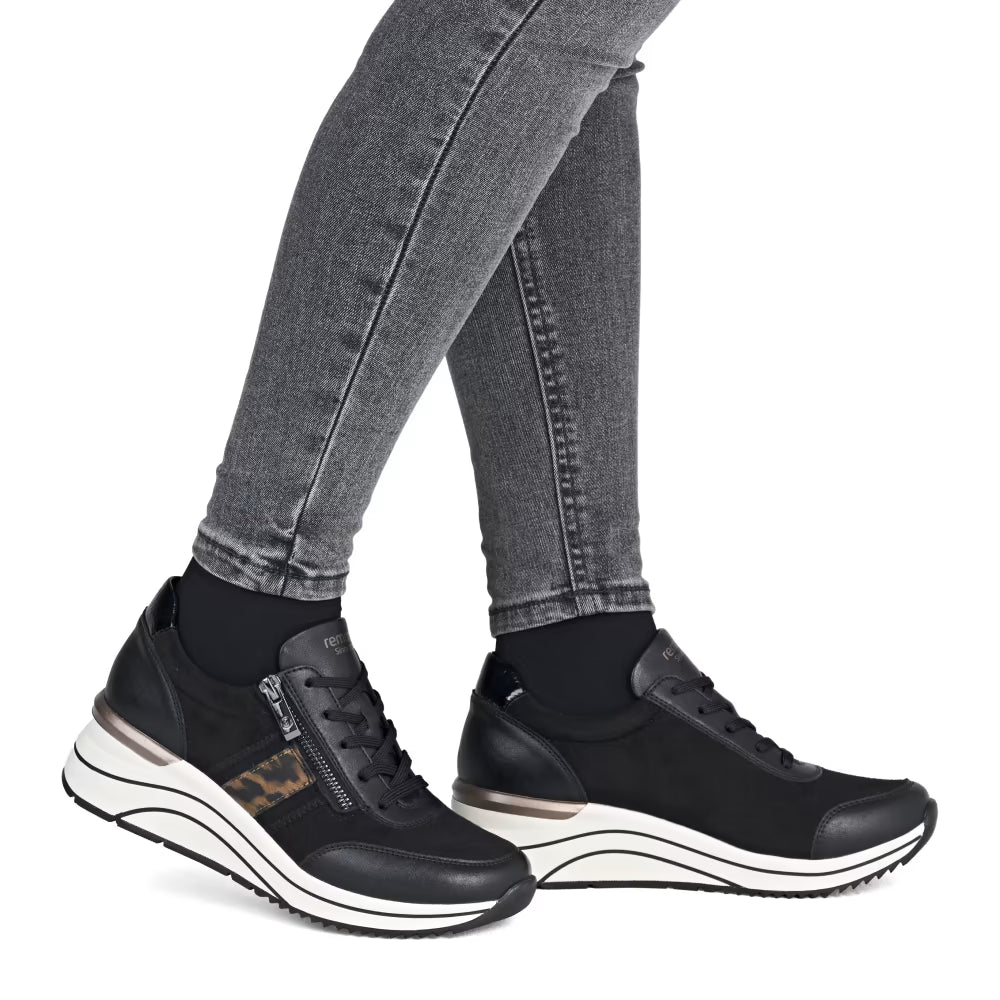 Remonte D0T09-04 Black Combi H Fit Sneakers with Zip