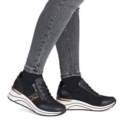 Remonte D0T09-04 Black Combi H Fit Sneakers with Zip